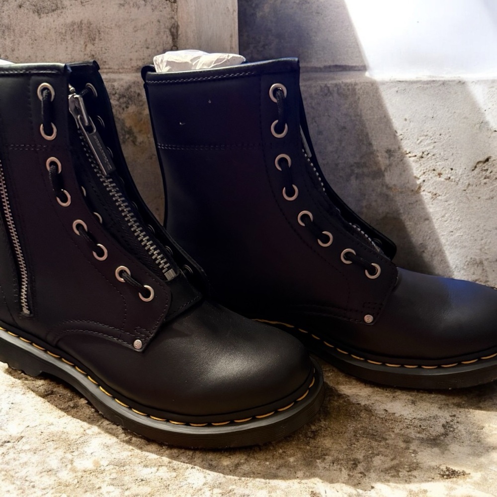 Dr. Martens Black Leather Combat Boots